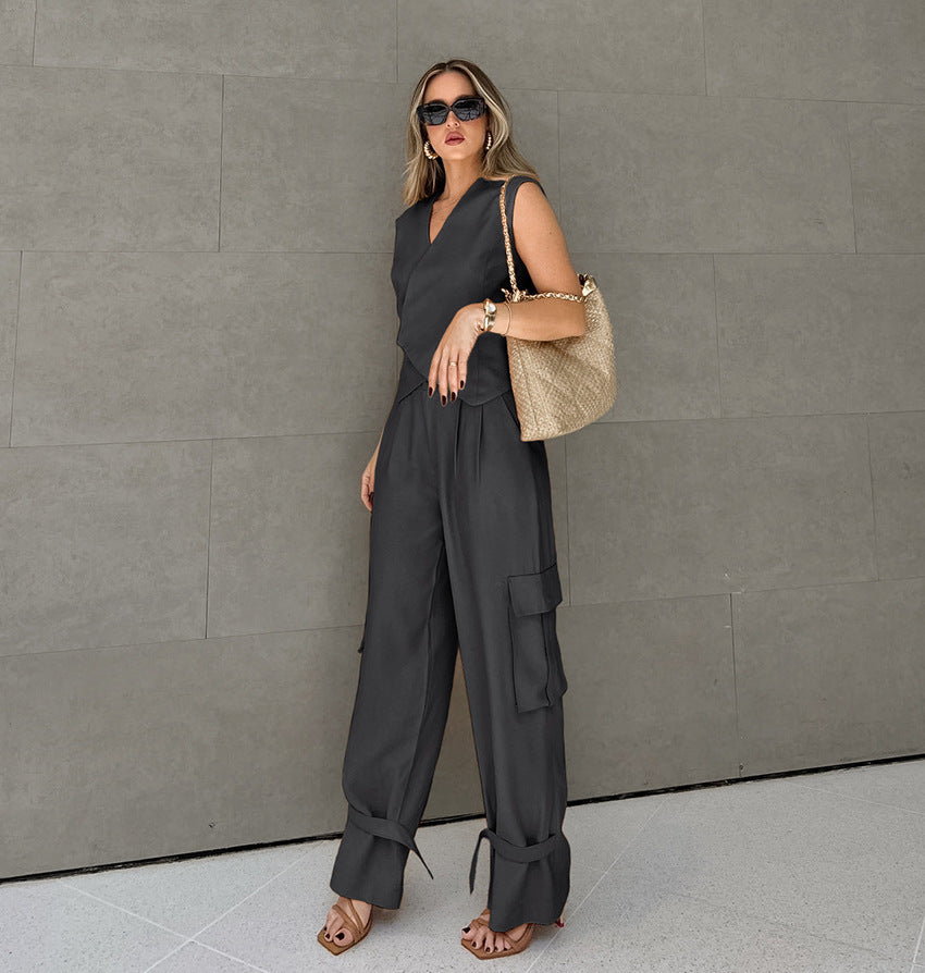 Women's Two-piece Asymmetric Vest Overalls