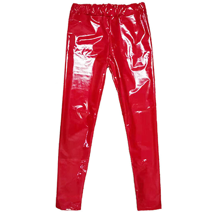 Thin Tight Stretch Patent Leather PU Laser Mirror Leather Pants