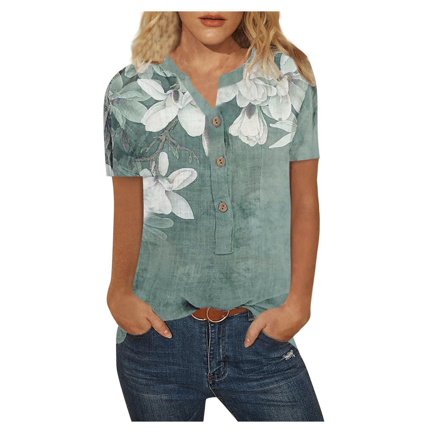 Female Flower Print Long Sleeve Shirt Top