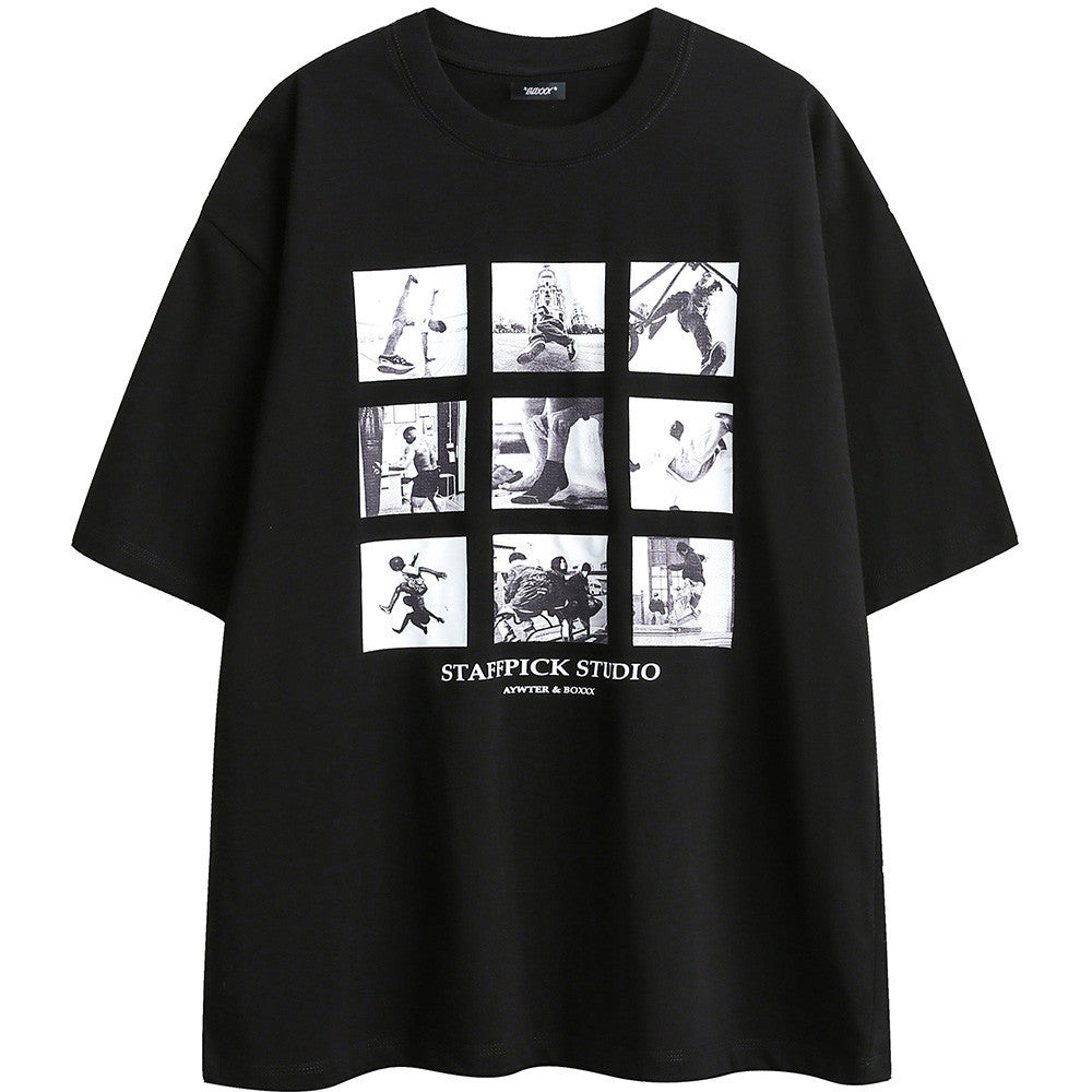 Printed Jiugongge Short-sleeved T-shirt For Men