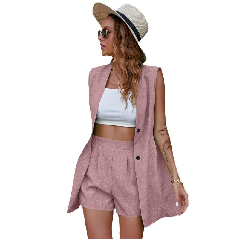 Sleeveless Vest Suit Coat Shorts Two-piece Suit