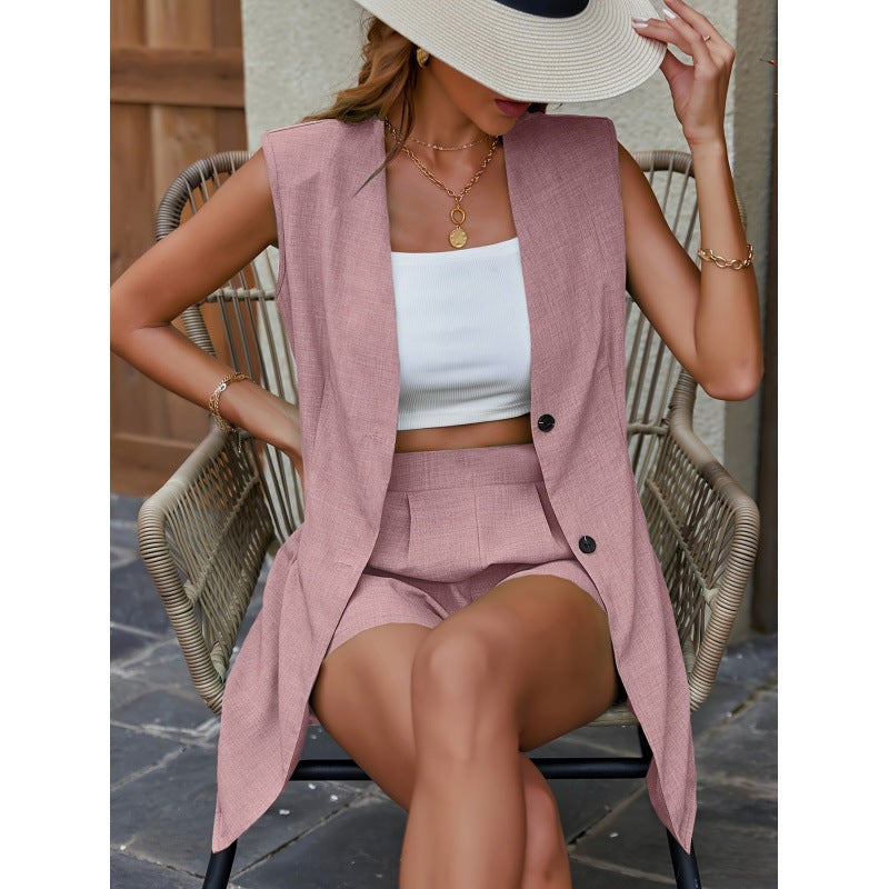 Sleeveless Vest Suit Coat Shorts Two-piece Suit