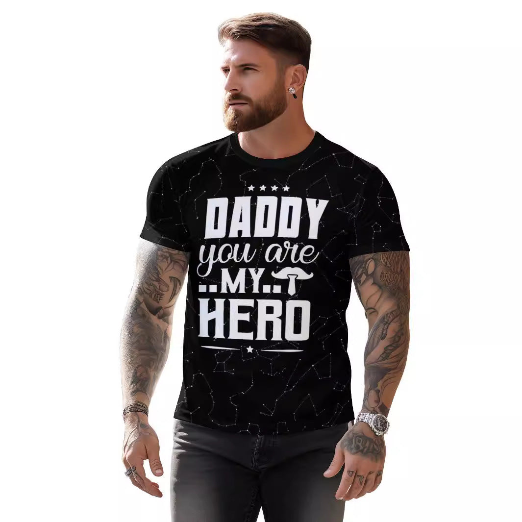 European And American 3D Printing HERO Father's Day Loose Short Sleeve