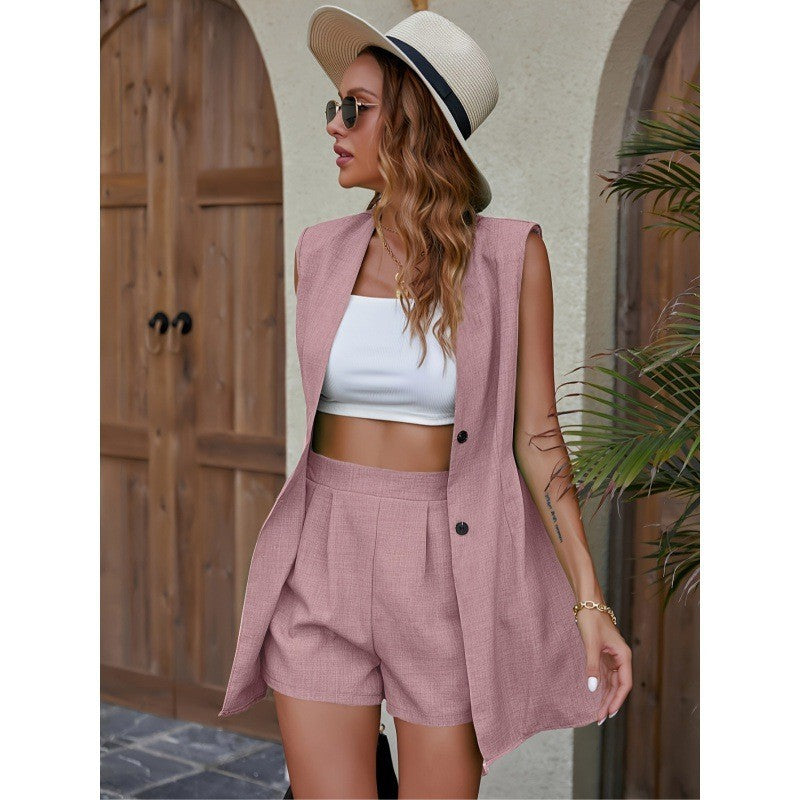 Sleeveless Vest Suit Coat Shorts Two-piece Suit