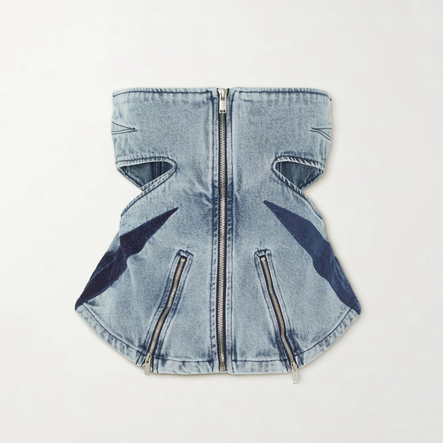 Color Contrast Patchwork Tube Top Three-dimensional Elastic Washed Jeans Two-piece Set