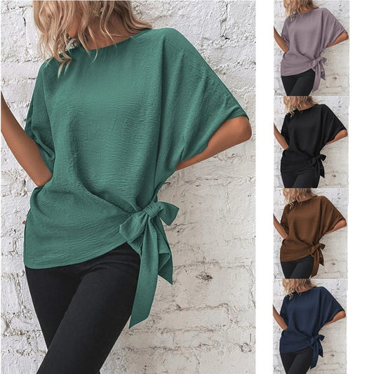 Women's Solid Color Batwing Sleeve Loose Top